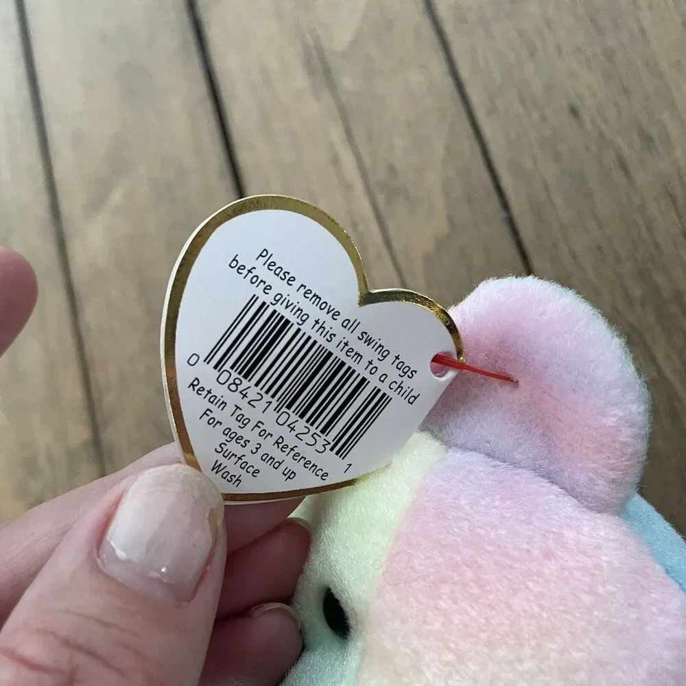 Ty Beanie Baby Birthday Bear 1999 Rare Unmarked Tag Pastel Tie-Dye B.B. Bear - Picture 8 of 10